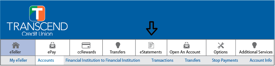 image showing where to find estatements