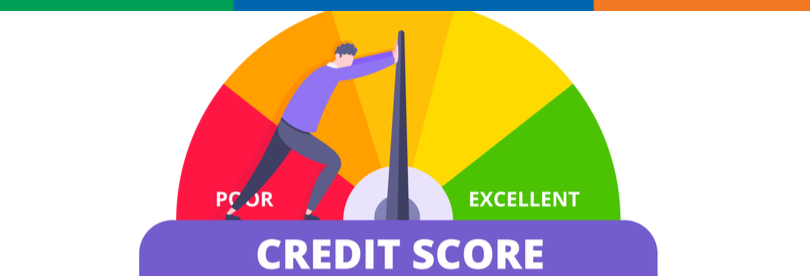 Image of a man pushing a needle to a higher credit score