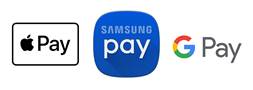 Apply Pay, Samsung Pay, Google Pay logos